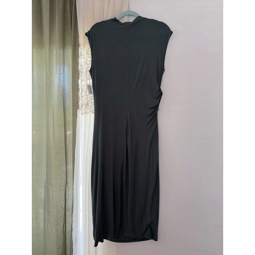 Old Navy Ruched Knit Dress Womens XL Jade Shadow New Sleeveless Mock Neck 753008
